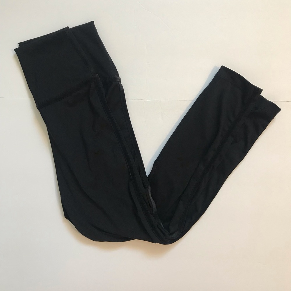 Nike Yoga Women's Dri-Fit Tight Fitted Leggings Black Velvet Trim Size Small
